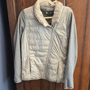 Elegant Cream and Gray Women's Puffer Jacket